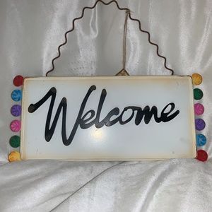 Welcome "Pom Pom" Metal Sign